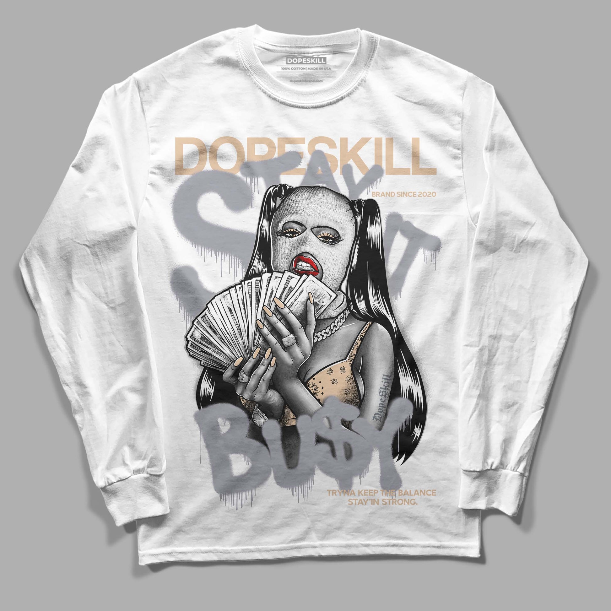 Jordan 4 Retro Frozen Moments DopeSkill Long Sleeve T-Shirt Stay It Busy Graphic Streetwear - White 