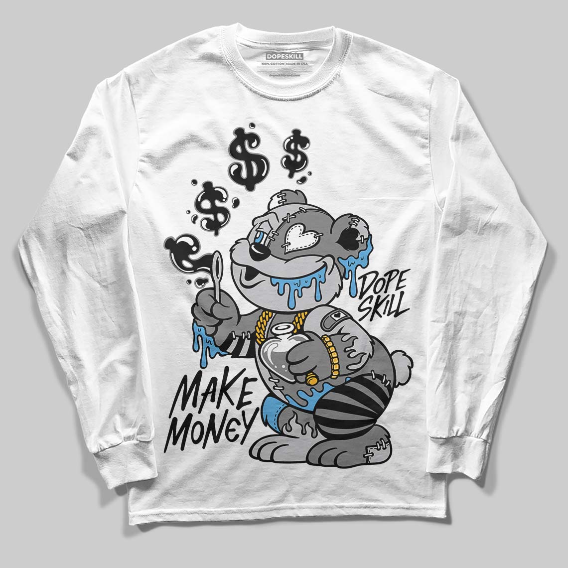 Grey Sneakers DopeSkill Long Sleeve T-Shirt Make Money Graphic Streetwear - White