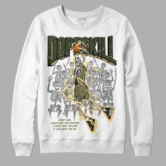 Jordan 4 Retro SE Craft Medium Olive DopeSkill Sweatshirt Thunder Dunk Graphic Streetwear - White 