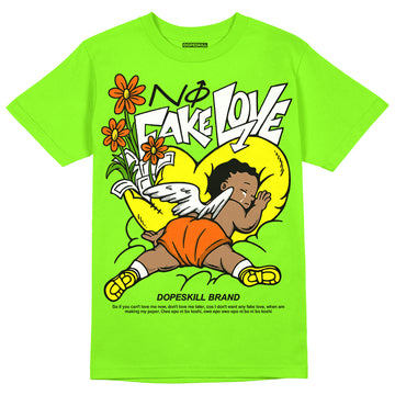 Neon Green Sneakers DopeSkill Neon Green T-Shirt No Fake Love Graphic Streetwear