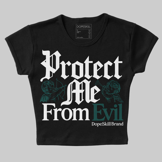 Jordan 4 Retro Oxidized Green DopeSkill Women's Crop Top Protect Me From Evil Graphic Streetwear - Black