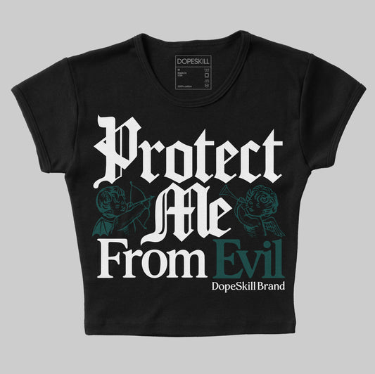 Jordan 4 Retro Oxidized Green DopeSkill Women's Crop Top Protect Me From Evil Graphic Streetwear - Black