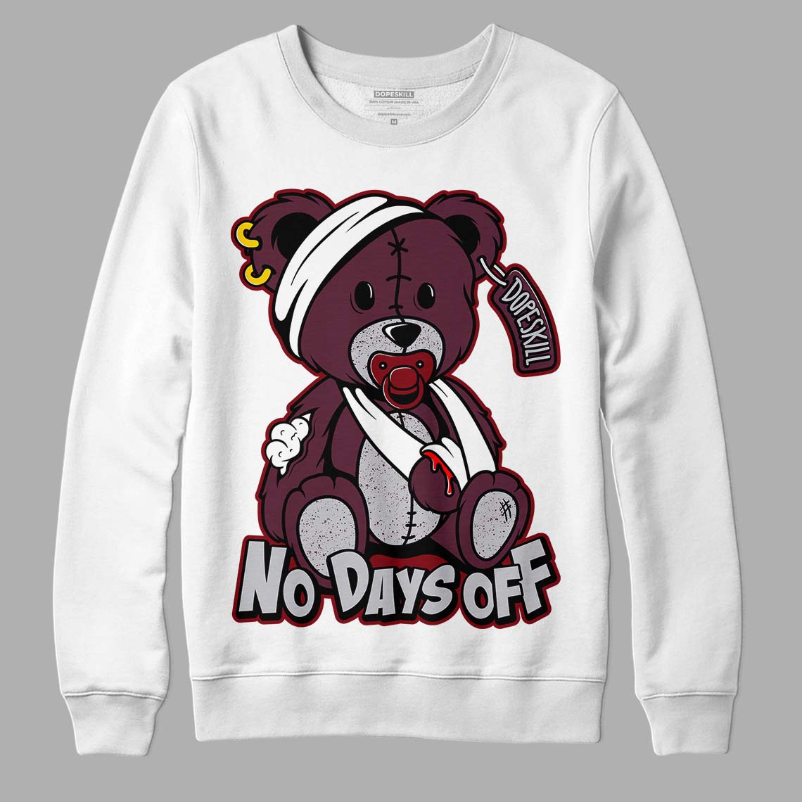 Jordan 5 Retro Burgundy (2023) DopeSkill Sweatshirt Hurt Bear Graphic Streetwear - White