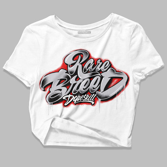 Jordan 2 Retro "Black Cement" DopeSkill Women's Crop Top Rare Breed Type Graphic Streetwear - White