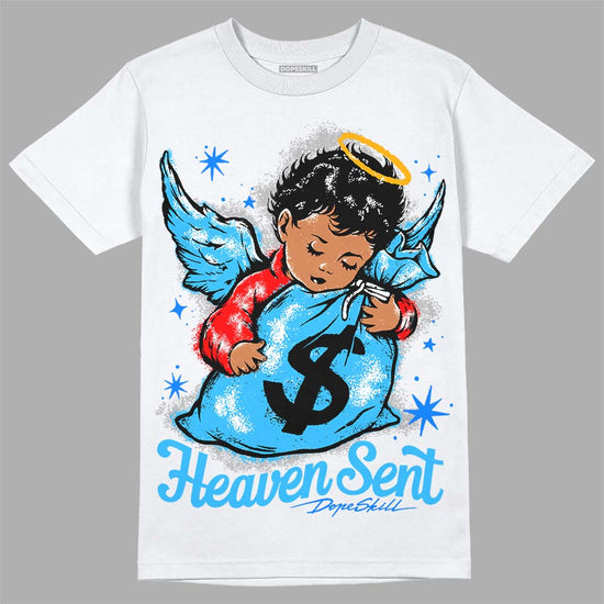 Jordan 2 Low "University Blue" DopeSkill T-Shirt Heaven Sent Graphic Streetwear - White