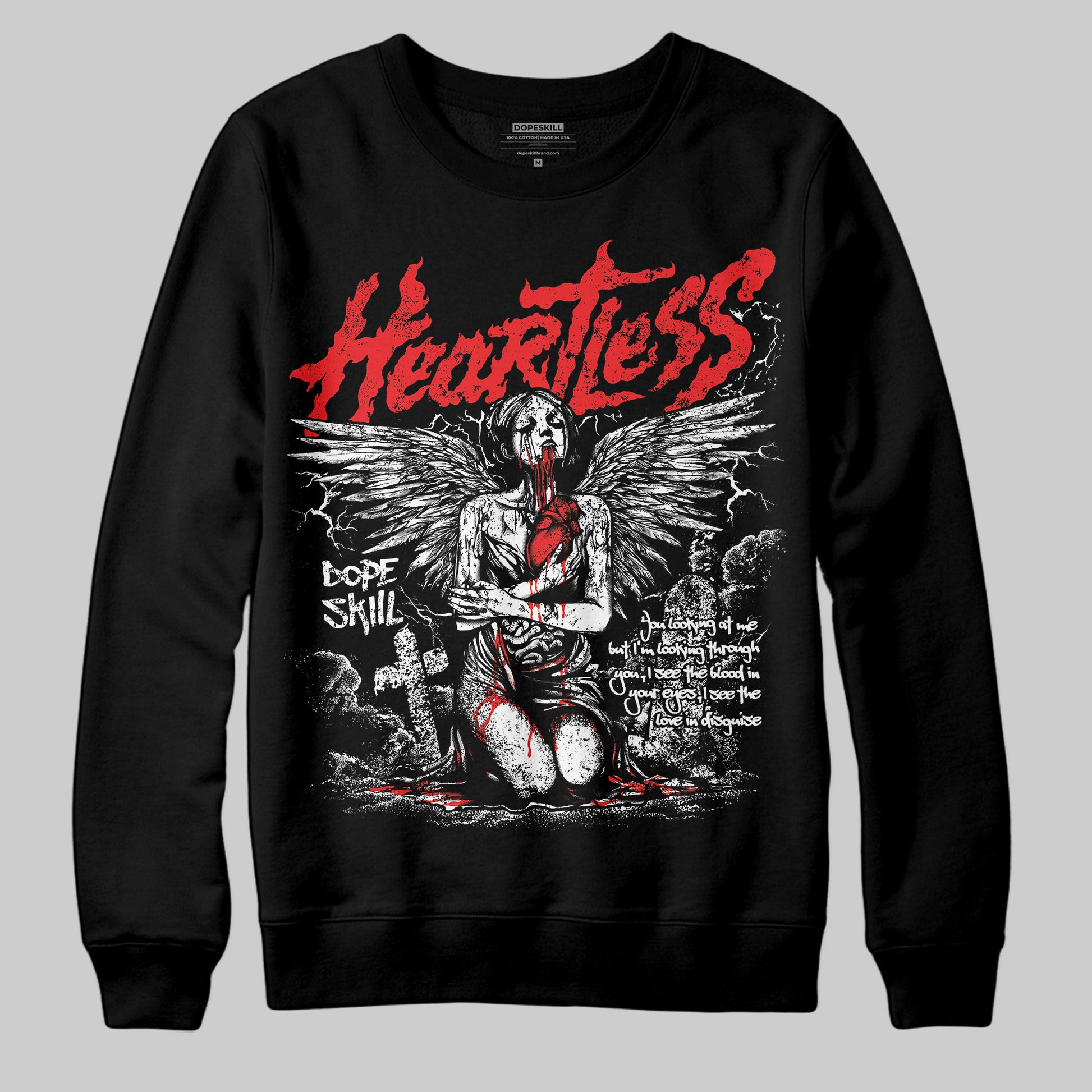 Black and White Sneakers DopeSkill Sweatshirt Heartless Graphic Streetwear - Black