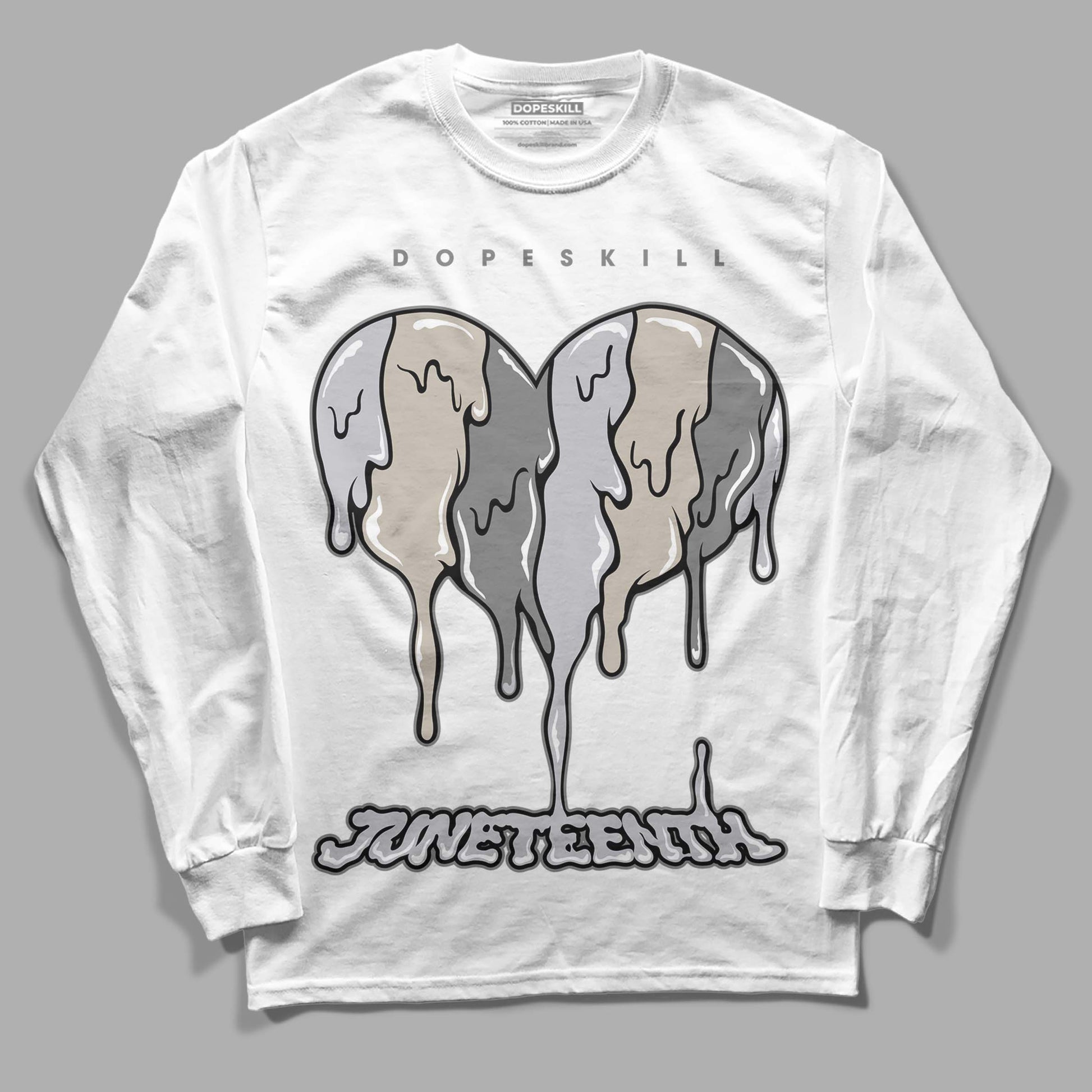 Grey Sneakers DopeSkill Long Sleeve T-Shirt Juneteenth Heart Graphic Streetwear - White