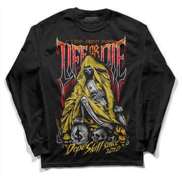 Jordan 4 Thunder DopeSkill Long Sleeve T-Shirt Life or Die Graphic Streetwear - Black