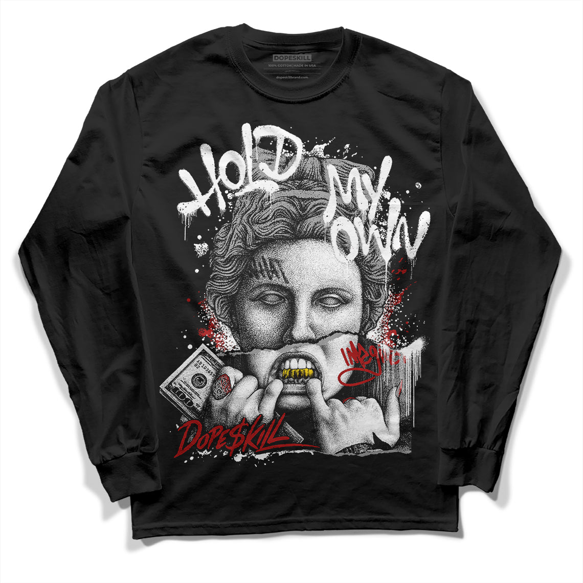 Jordan 14 "Black/White" DopeSkill Long Sleeve T-Shirt Hold My Own Graphic Streetwear - Black