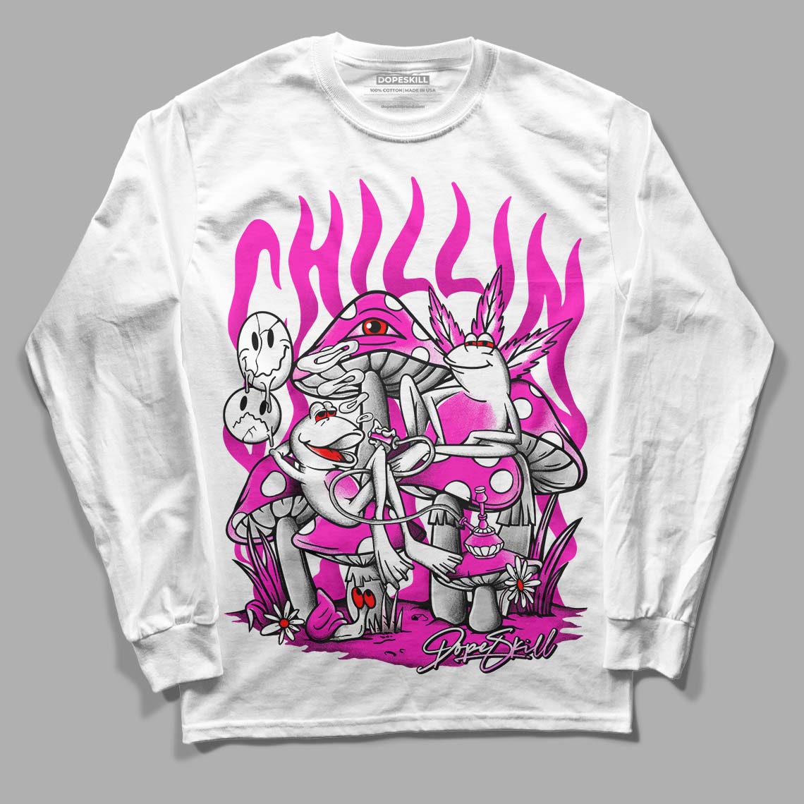 Dunk Low GS “Active Fuchsia” DopeSkill Long Sleeve T-Shirt Chillin Graphic Streetwear - White