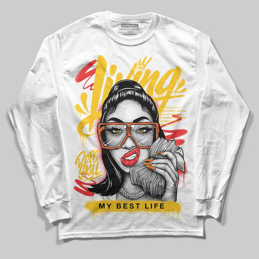 Yellow Sneakers DopeSkill Long Sleeve T-Shirt Living My Best Life Graphic Streetwear - White