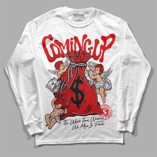 Jordan 4 Retro Red Cement DopeSkill Long Sleeve T-Shirt Money Bag Coming Up Graphic Streetwear - White 