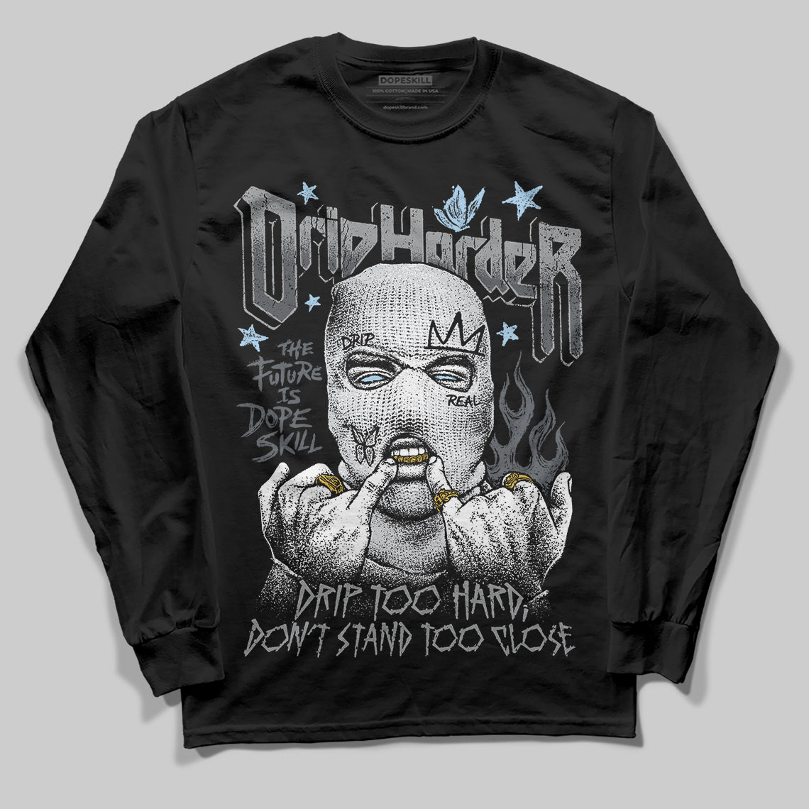 Jordan 5 Retro Wolf Grey (2026) DopeSkill Long Sleeve T-Shirt Drip Harder Graphic Streetwear - Black