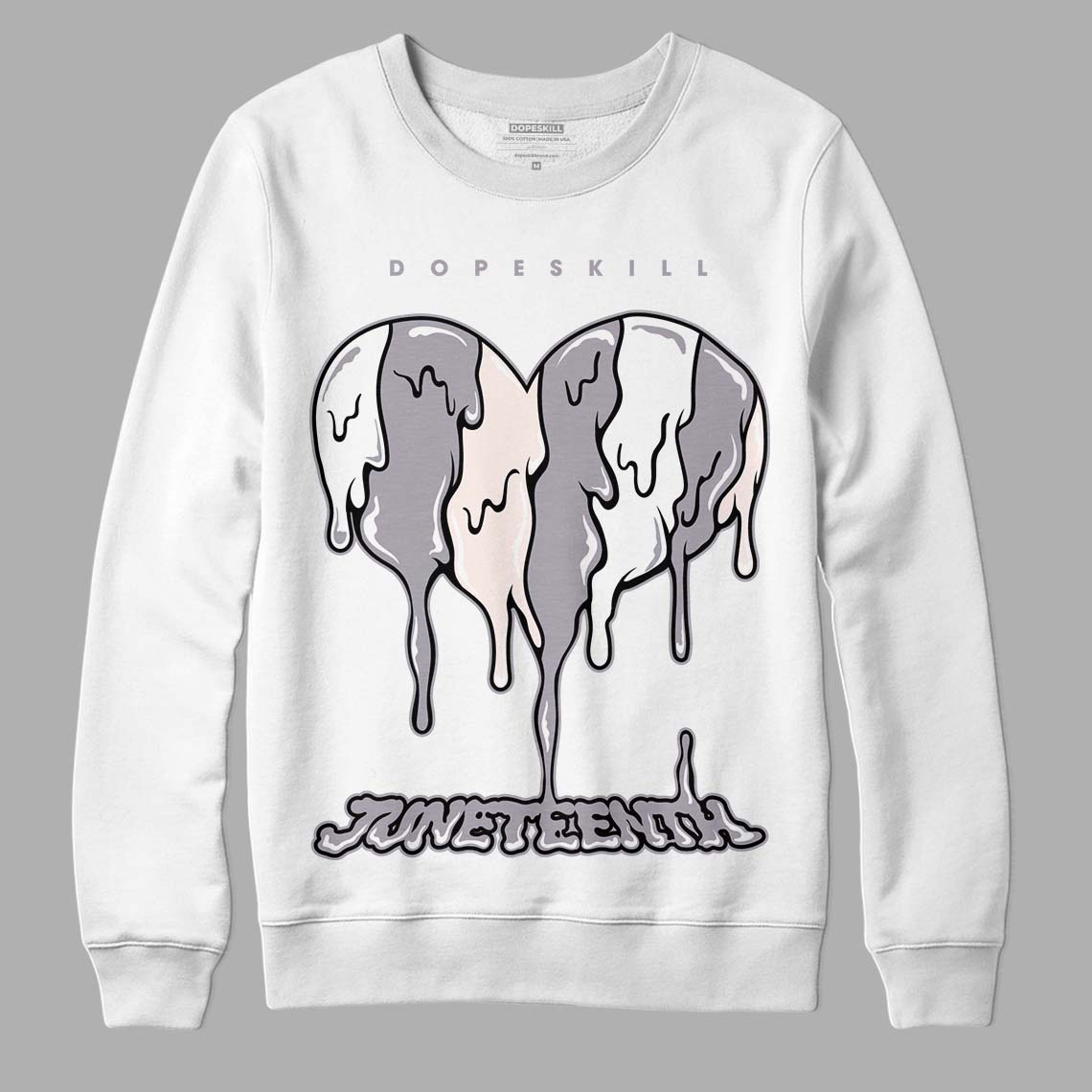 Jordan 2 Cement Grey DopeSkill Sweatshirt Juneteenth Heart Graphic Streetwear - White