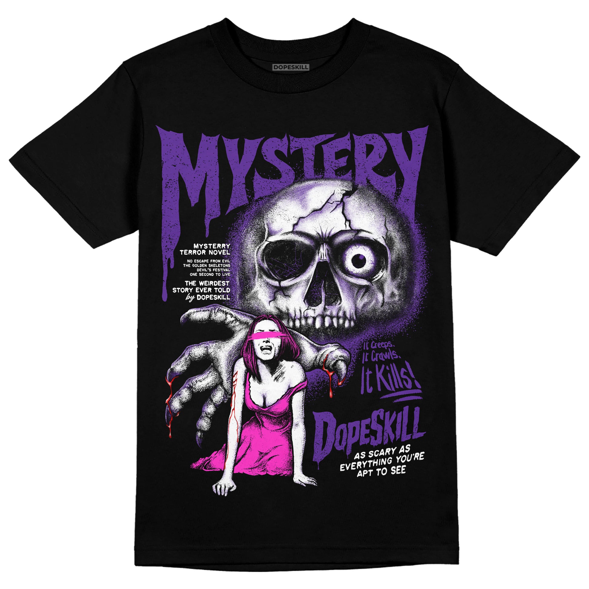 PURPLE Sneakers DopeSkill T-Shirt Mystery Ghostly Grasp  Graphic Streetwear - Black