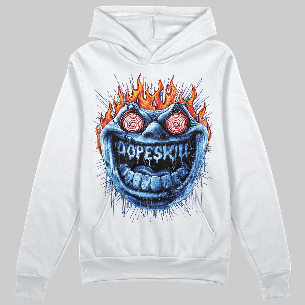 Royal Blue Sneakers DopeSkill Hoodie Sweatshirt Hellfire Graphic Streetwear - White