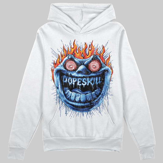 Royal Blue Sneakers DopeSkill Hoodie Sweatshirt Hellfire Graphic Streetwear - White