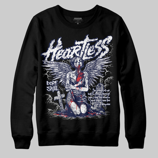 Jordan 3 "Midnight Navy" DopeSkill Sweatshirt Heartless Graphic Streetwear - Black