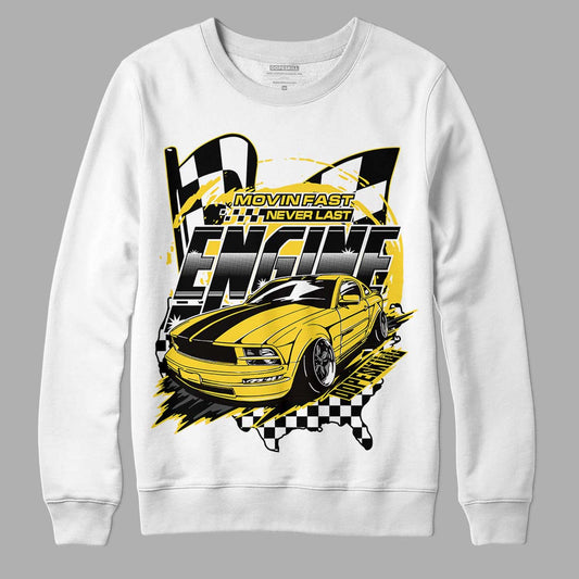 Jordan 4 Tour Yellow Thunder DopeSkill Sweatshirt ENGINE Tshirt Graphic Streetwear - White