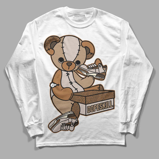 Jordan 3 Retro Palomino DopeSkill Long Sleeve T-Shirt Sneakerhead BEAR Graphic Streetwear - White