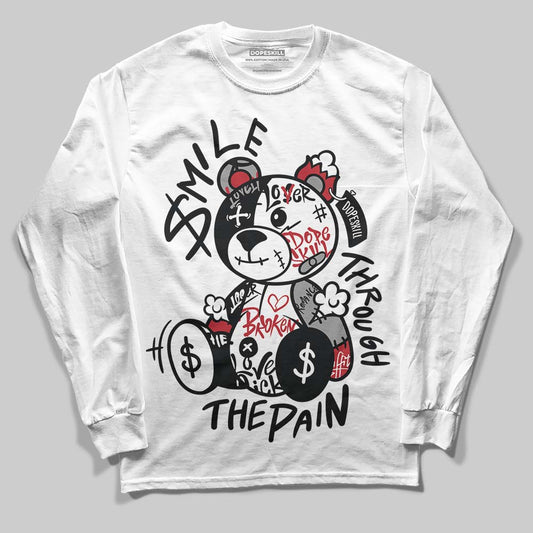 Jordan 14 Retro ‘Black Toe’ DopeSkill Long Sleeve T-Shirt Smile Through The Pain Graphic Streetwear - White