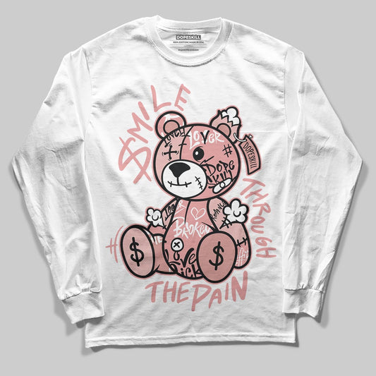 Jordan 40 “Dusty Rose” DopeSkill Long Sleeve T-Shirt Smile Through The Pain Graphic Streetwear - White