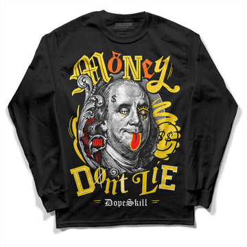 Jordan 4 Thunder DopeSkill Long Sleeve T-Shirt Money Don't Lie Graphic Streetwear - Black