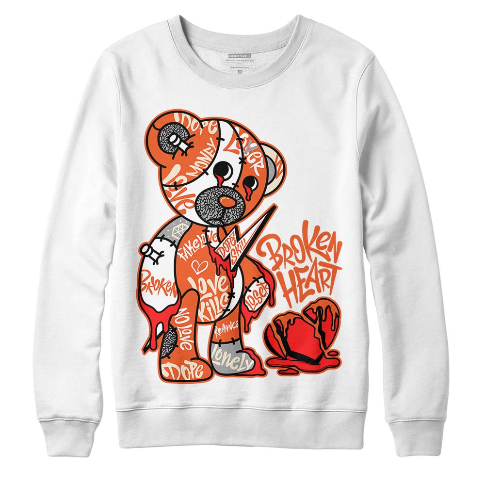 Jordan 3 Georgia Peach DopeSkill Sweatshirt Broken Heart Graphic Streetwear - White