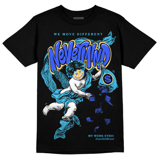 Jordan 13 Retro University Blue DopeSkill T-Shirt Nevermind Graphic Streetwear - Black