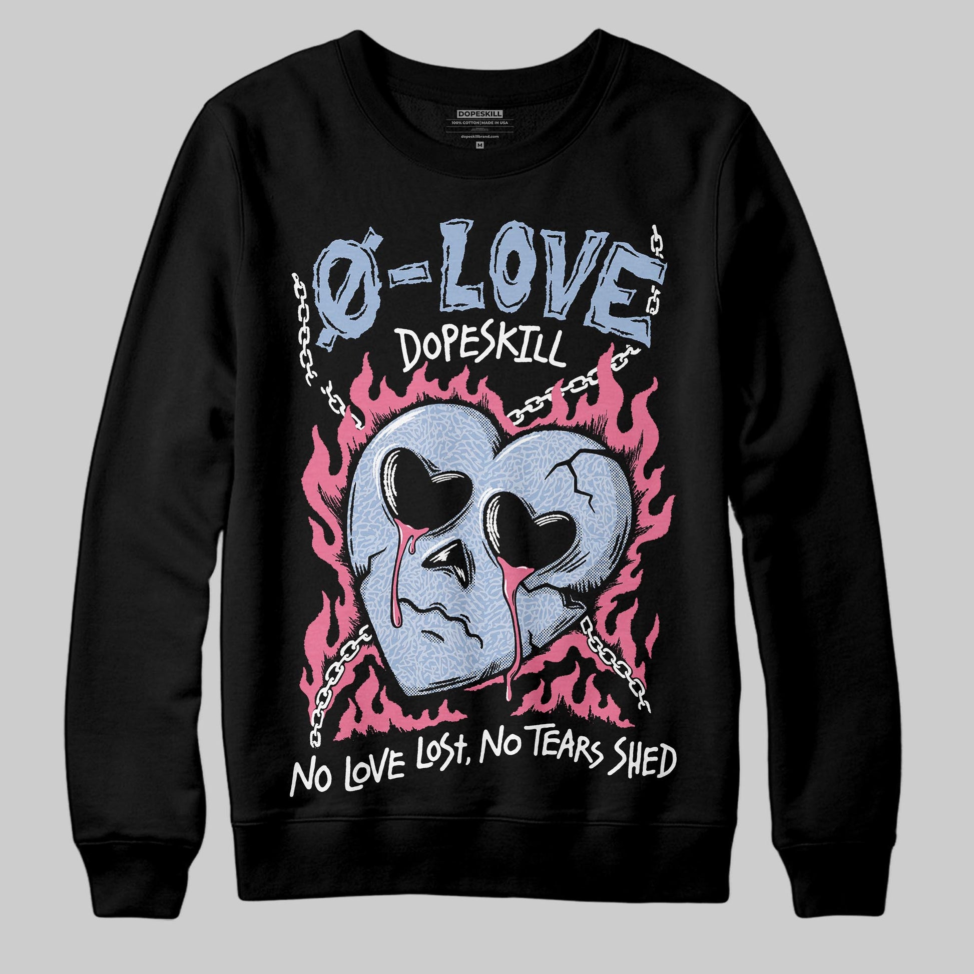 Jordan 3 GS “Denim/Pink Glow” DopeSkill Sweatshirt Crying Heart Graphic Streetwear - Black