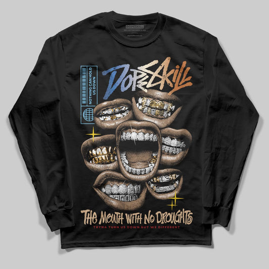 Jordan 17 Retro Low SP Infinite Archives DopeSkill Long Sleeve T-Shirt The Mouth With No Droughts Graphic Streetwear - Black