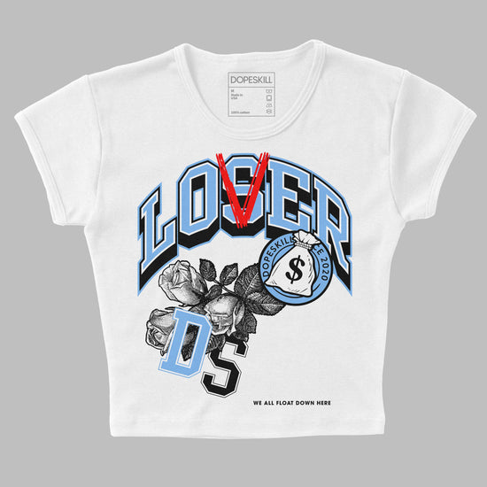 Jordan 9 Powder Blue DopeSkill Women's Crop Top Loser Lover Graphic Streetwear - White 