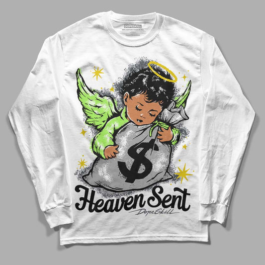 Jordan 5 Green Bean DopeSkill Long Sleeve T-Shirt Heaven Sent Graphic Streetwear - White