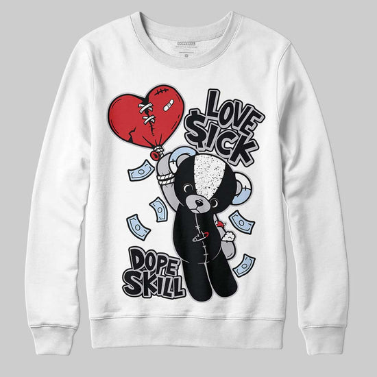 Jordan 5 Retro OG Black Metallic Reimagined DopeSkill Sweatshirt Love Sick Graphic Streetwear - White