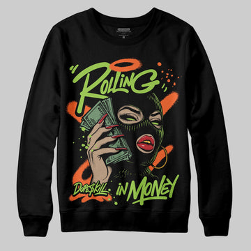 Neon Green Sneakers DopeSkill Sweatshirt Rolling in Money Graphic Streetwear - Black