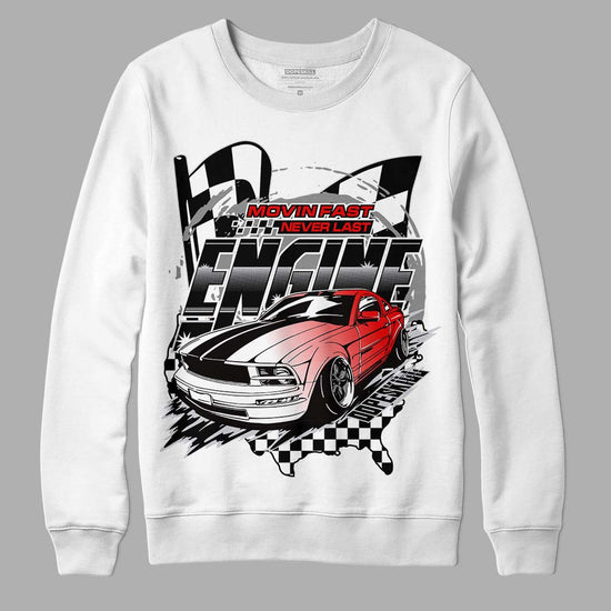 Jordan 2 Retro "Black Cement" DopeSkill Sweatshirt ENGINE Tshirt Graphic Streetwear - White