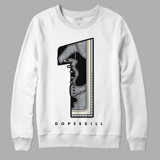 Jordan 1 Retro Low OG Black Cement DopeSkill Sweatshirt No.1 Graphic Streetwear - White