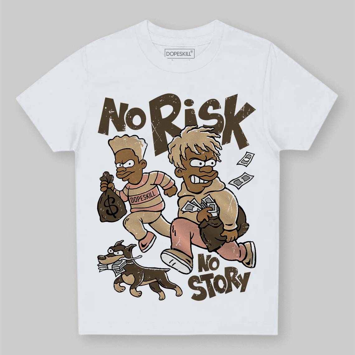 TAN Sneakers DopeSkill Toddler Kids T-shirt No Risk No Story Graphic Streetwear - White 