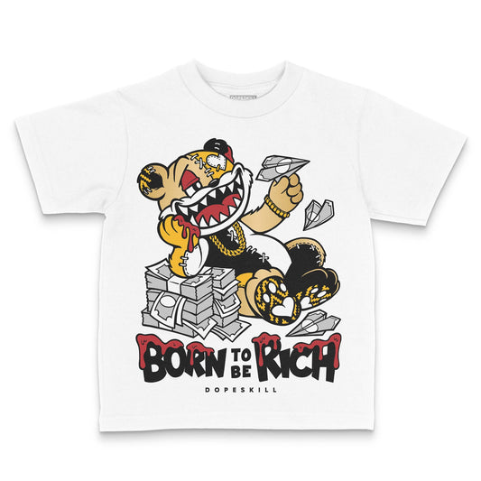 Jordan 12 Retro 'Taxi' 2025 DopeSkill Toddler Kids T-shirt Born To Be Rich Graphic Streetwear - White 