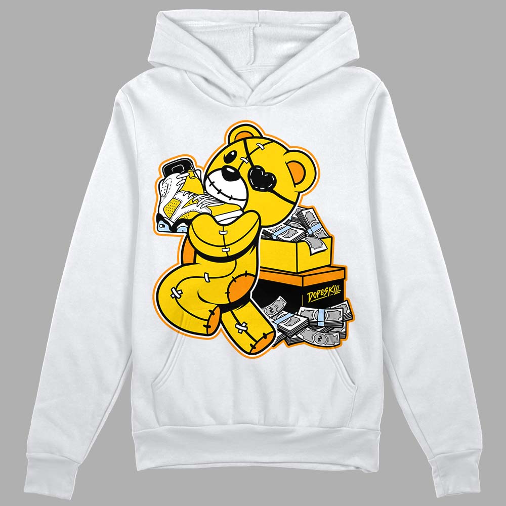 Jordan 6 “Yellow Ochre” DopeSkill Hoodie Sweatshirt Bear Steals Sneaker Graphic Streetwear - White 