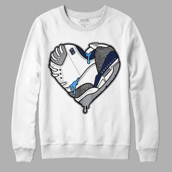 Jordan 3 "Midnight Navy" DopeSkill Sweatshirt Heart Jordan 3 Graphic Streetwear - White