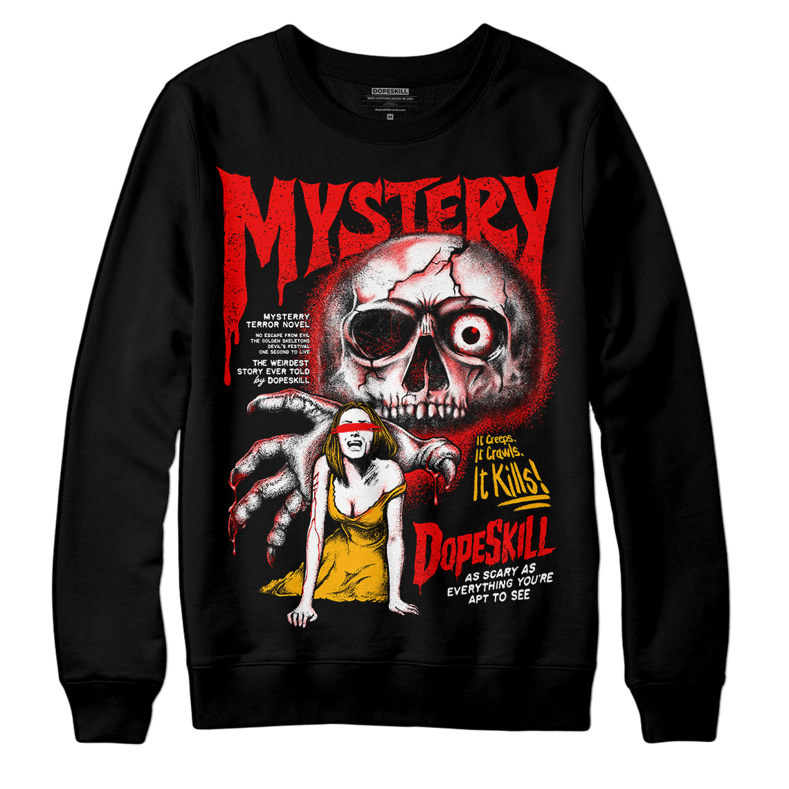 Red Sneakers DopeSkill Sweatshirt Mystery Ghostly Grasp  Graphic Streetwear - Black