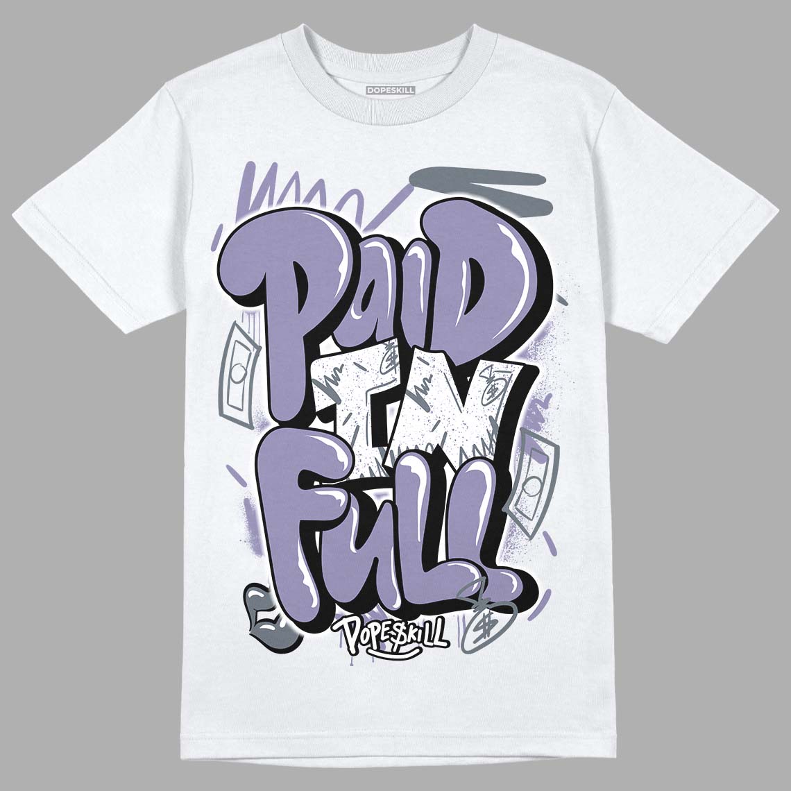 Jordan 5 Retro Low Indigo Haze DopeSkill T-Shirt New Paid In Full Graphic Streetwear - White