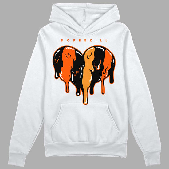 Jordan 12 Retro Brilliant Orange DopeSkill Hoodie Sweatshirt Slime Drip Heart Graphic Streetwear - White