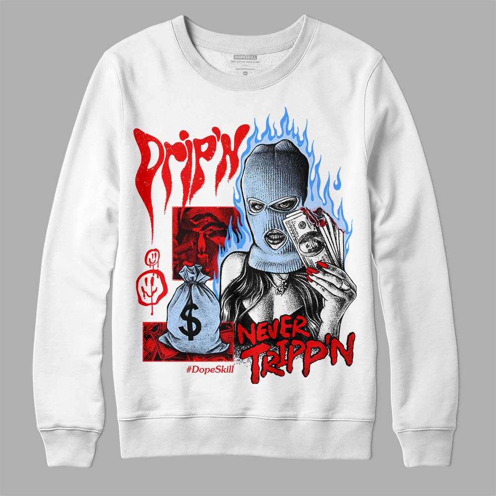 Jordan 11 Retro Cherry DopeSkill Sweatshirt Drip'n Never Tripp'n Graphic Streetwear - White