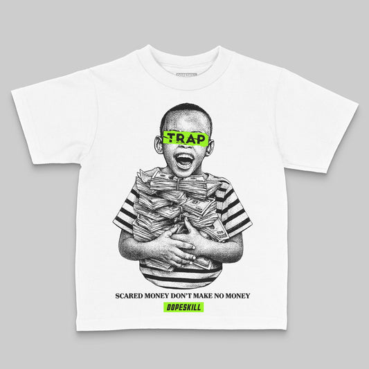 Neon Green Sneakers DopeSkill Toddler Kids T-shirt Scared Money Don't Make No Money Graphic Streetwear - White 