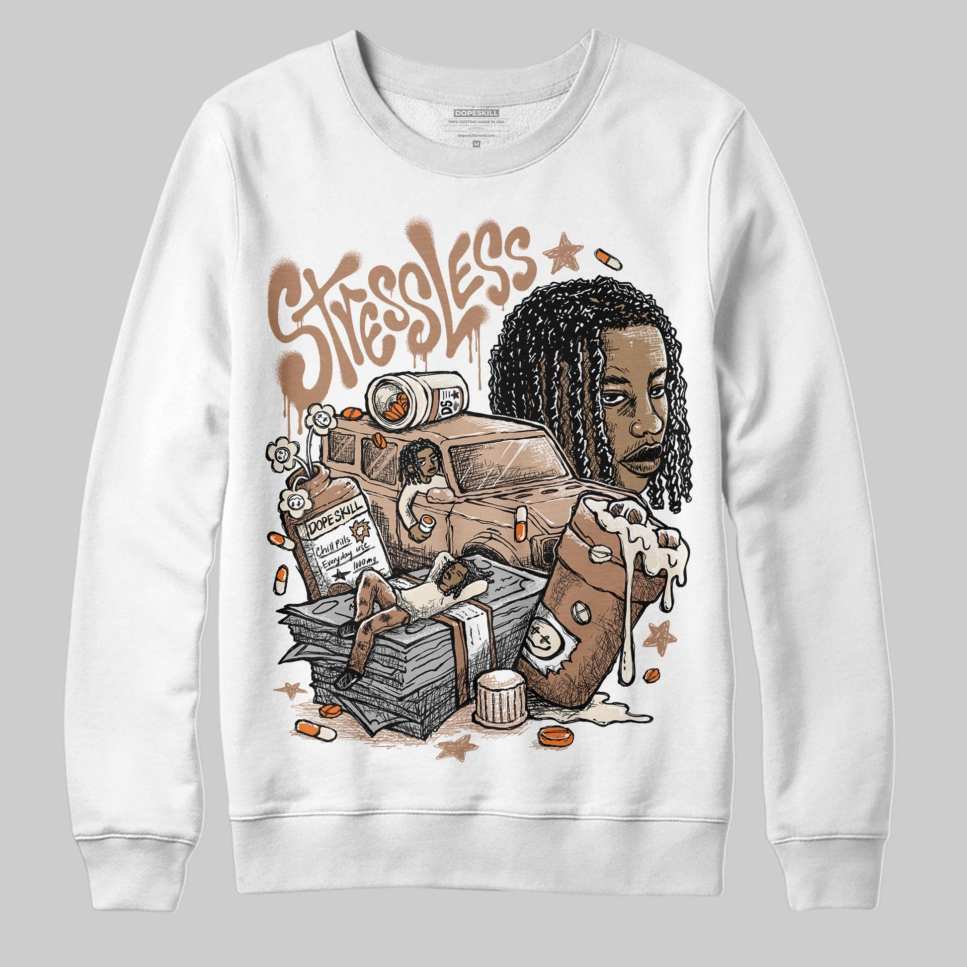 Jordan 4 Retro Cozy Girl DopeSkill Sweatshirt Stressless Graphic Streetwear - White