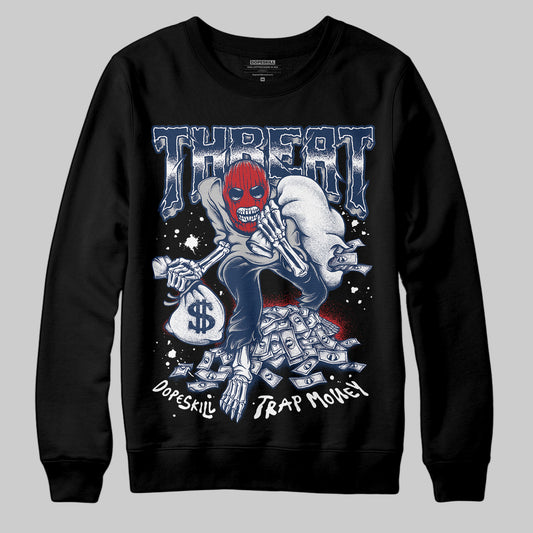 Jordan 4 SB “Summit White/Navy” DopeSkill Sweatshirt Threat Graphic Streetwear - Black