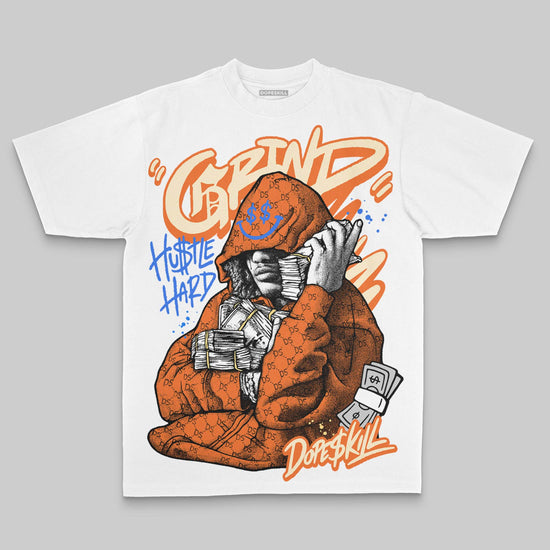 Orange Oversize Print Grind Pray DopeSkill Graphic Premium T-shirt Streetwear - White