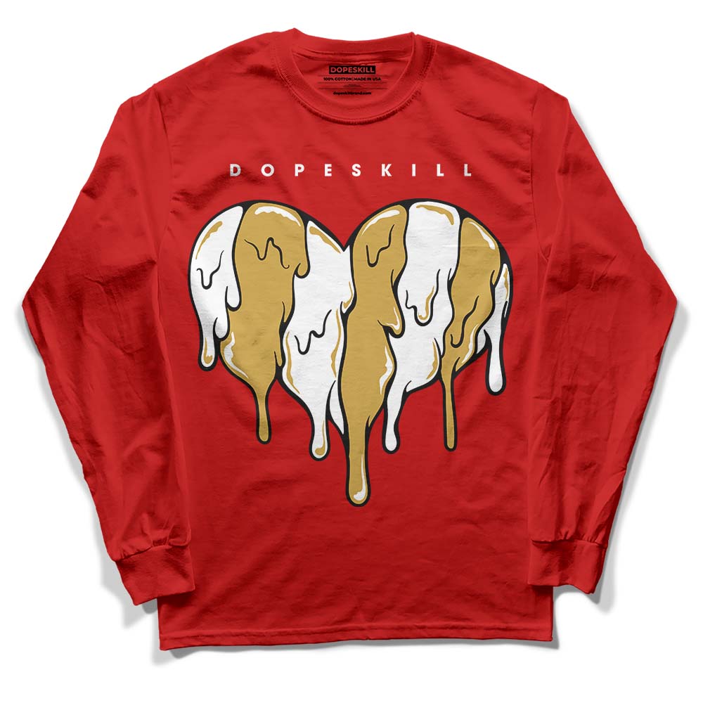 Red Sneakers DopeSkill Red Long Sleeve T-Shirt Slime Drip Heart Graphic Streetwear